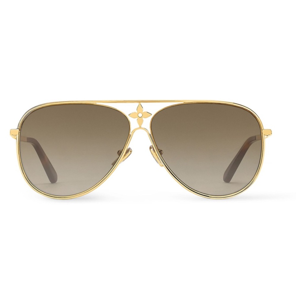 Louis Vuitton Star Gold and Brown Pilot Sunglasses